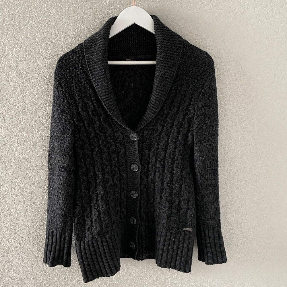 Eddie Bauer size small charcoal grey wool cardigan